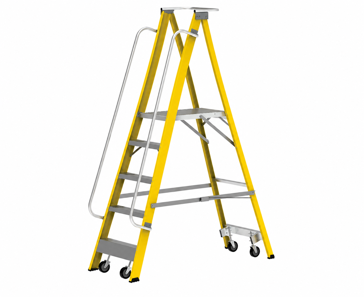 FRP Folding Platform Ladder With Wheels